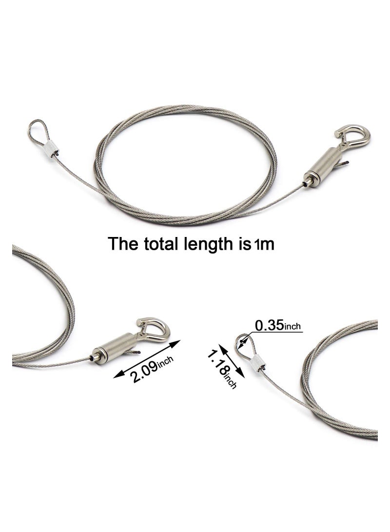 SOLARAE 4 Pcs Adjustable Picture Hanging Wire with Loop and Hook, 3.28ft (1Meters) Heavy Duty Picture Hanging Wire Kit, Stainless Steel Hanging Wire Rope for Mirror, Picture, Light/Lamp Holder - Up to 20KG - Image 2