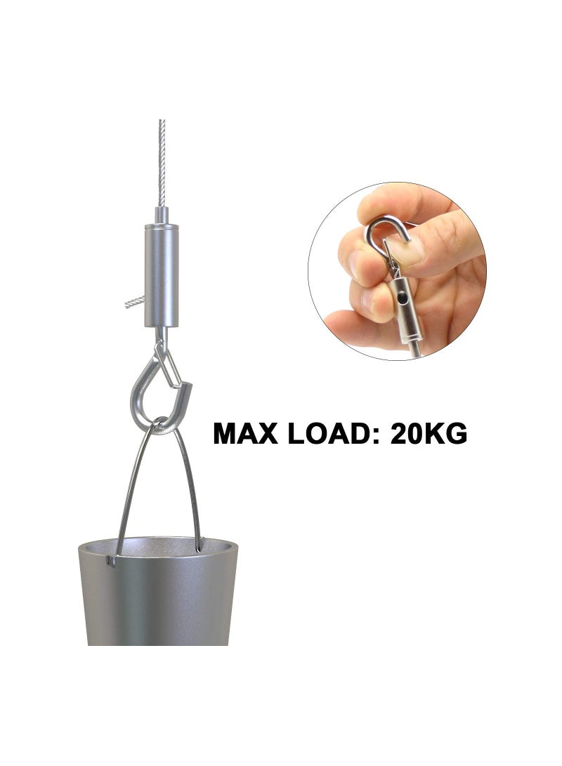 SOLARAE 4 Pcs Adjustable Picture Hanging Wire with Loop and Hook, 3.28ft (1Meters) Heavy Duty Picture Hanging Wire Kit, Stainless Steel Hanging Wire Rope for Mirror, Picture, Light/Lamp Holder - Up to 20KG - Image 4