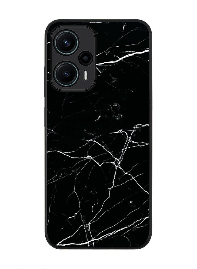 Stylizedd Rugged Black edge case for Xiaomi Poco F5 5G / Xiaomi Redmi Note 12 Turbo 5G Slim fit Soft Case Flexible Rubber Edges Anti Drop TPU Gel Thin Cover - Marble Print Black - Image 1