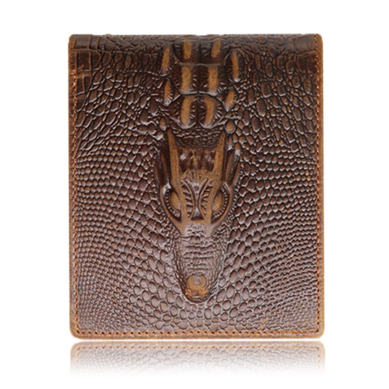 HRS Crocodiile Wallets for Men- Ultra Slim Genuine Leather Mens Bifold Wallet Vintage Personal with Alligator Embossed - Image 1