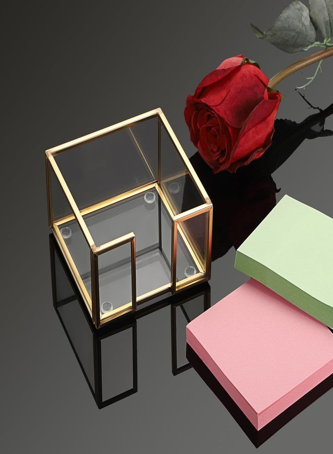 بي تي سكاي حامل ملاحظات لاصقة زجاجي ذهبي من BTSKY، حامل ملاحظات لاصقة زجاجي للمكتب والمنزل، حامل تخزين دفاتر الملاحظات - Image 5