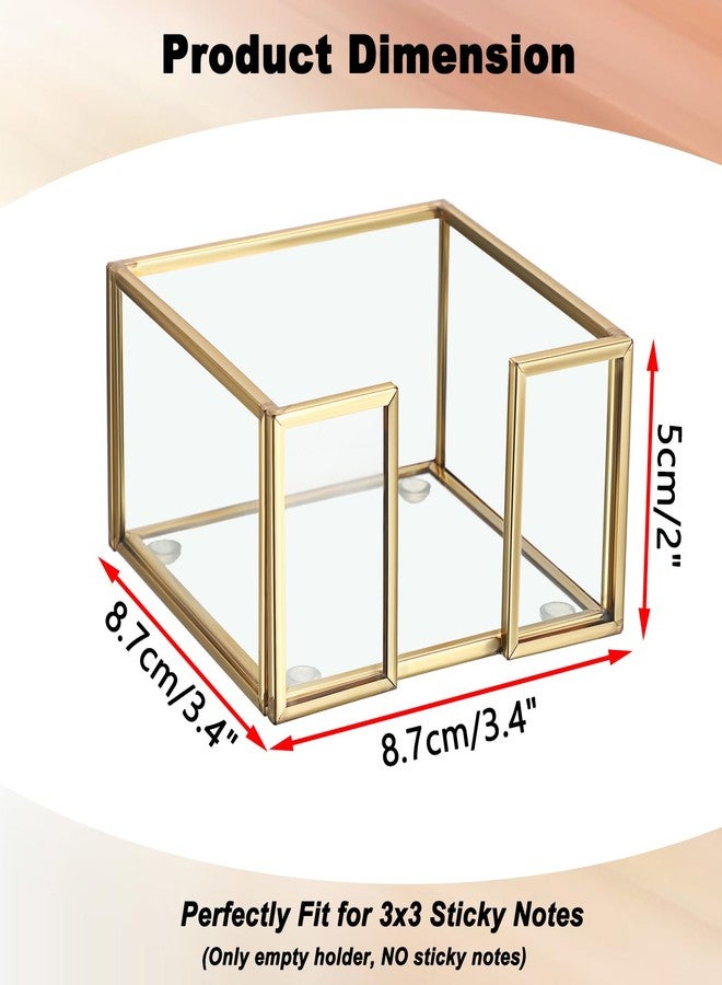 بي تي سكاي حامل ملاحظات لاصقة زجاجي ذهبي من BTSKY، حامل ملاحظات لاصقة زجاجي للمكتب والمنزل، حامل تخزين دفاتر الملاحظات - Image 3