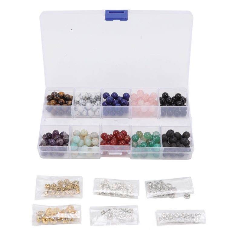 240pcs Lava Rock Stone Beads Kit 10 Styles Multicolors 8mm Diameter for DIY Bracelet Jewelry Making - Image 4