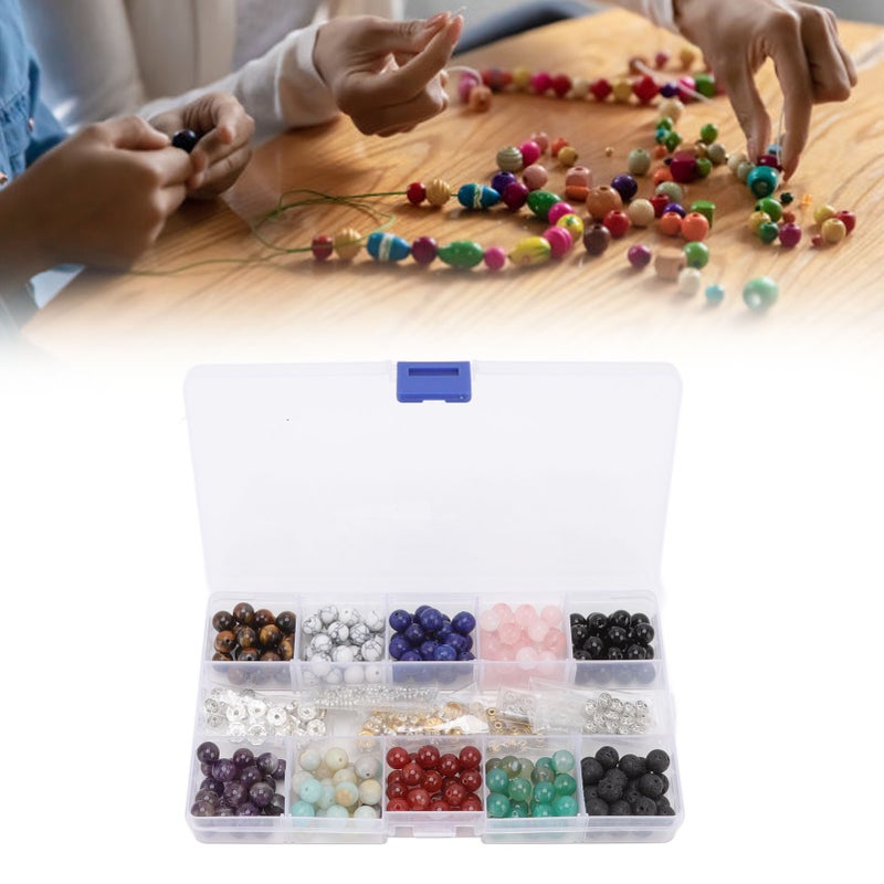 240pcs Lava Rock Stone Beads Kit 10 Styles Multicolors 8mm Diameter for DIY Bracelet Jewelry Making - Image 1