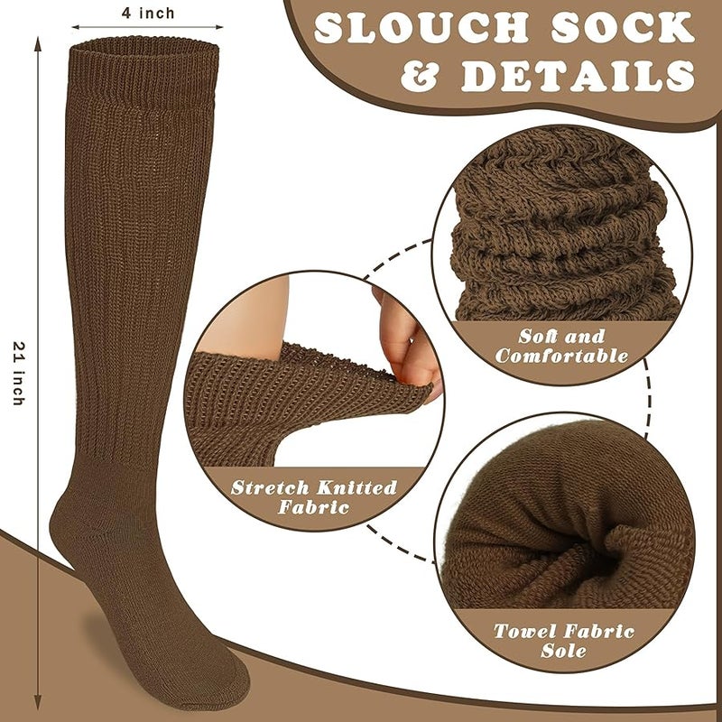 Justay 4 Pairs Slouchy Socks for Women, Scrunch Boot Long Knee High Knit Tube Athletic Slouch Socks for Woman - Image 4