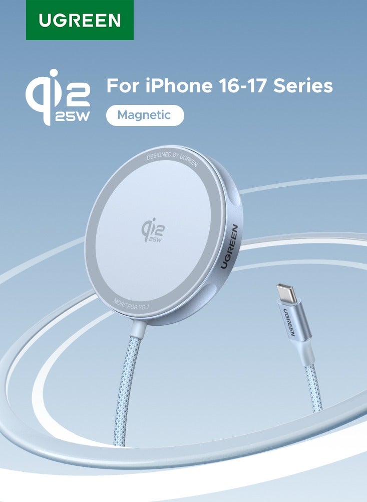 يو جرين شاحن Qi2 Magflow 25W اللاسلكي المغناطيسي السريع للشحن السريع، شاحن ماجسيف آمن متوافق مع آيفون 17 16 15 14 13 12 برو ماكس وسماعات إيربودز برو، جراب صديق للمغناطيس القوي مثالي للسفر والمنزل والمكتب - Image 1