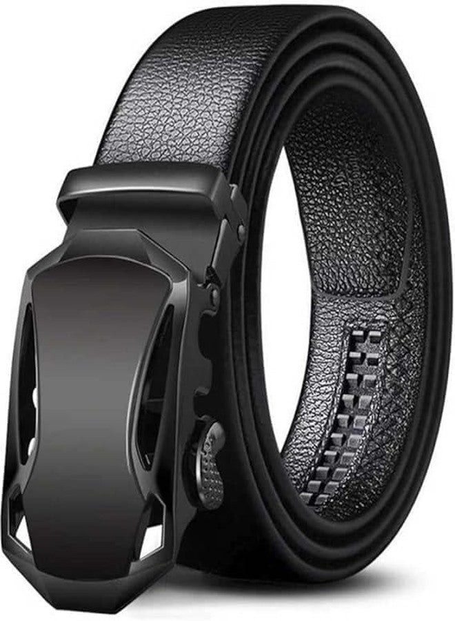 ZEVORA Men's Vegan Leather Belt for Men, Formal/Casual,Autolock,Black 02 - Image 1