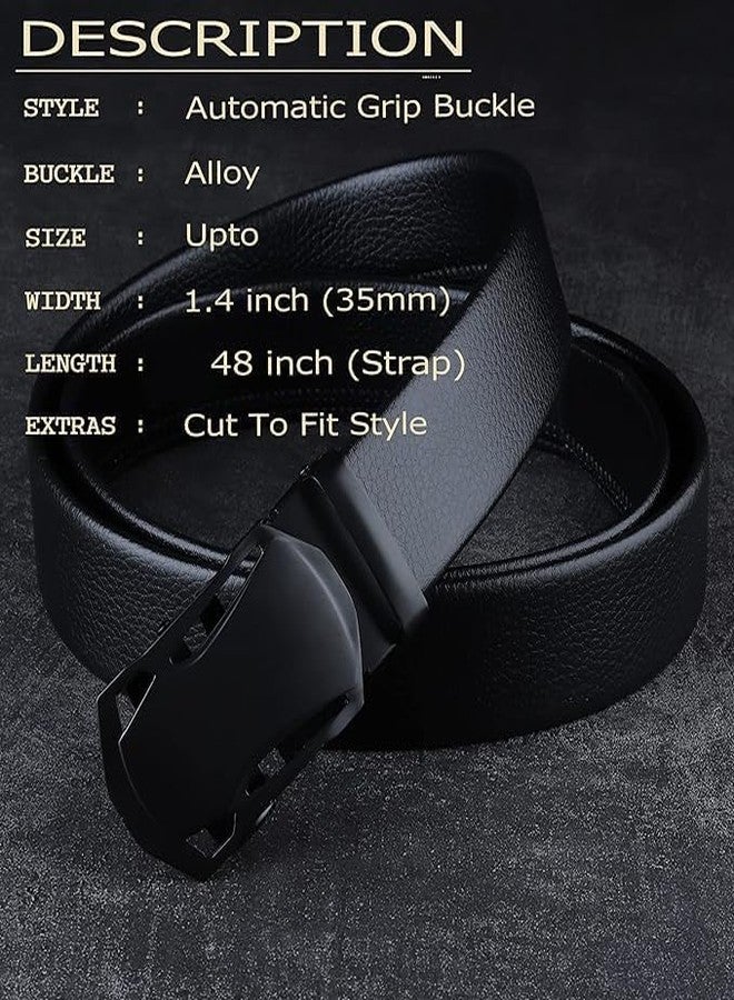 ZEVORA Men's Vegan Leather Belt for Men, Formal/Casual,Autolock,Black 02 - Image 2