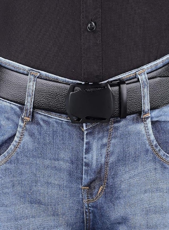 ZEVORA Men's Vegan Leather Belt for Men, Formal/Casual,Autolock,Black 02 - Image 5