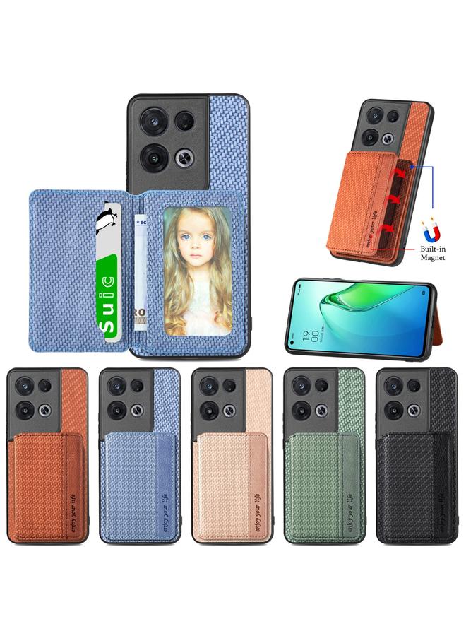 اس-توب جراب هاتف OPPO Reno 8 Pro مصنوع من ألياف الكربون وحقيبة بطاقات مغناطيسية - Image 2