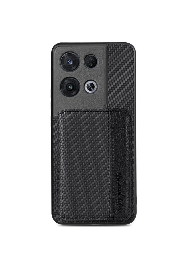 اس-توب جراب هاتف OPPO Reno 8 Pro مصنوع من ألياف الكربون وحقيبة بطاقات مغناطيسية - Image 1