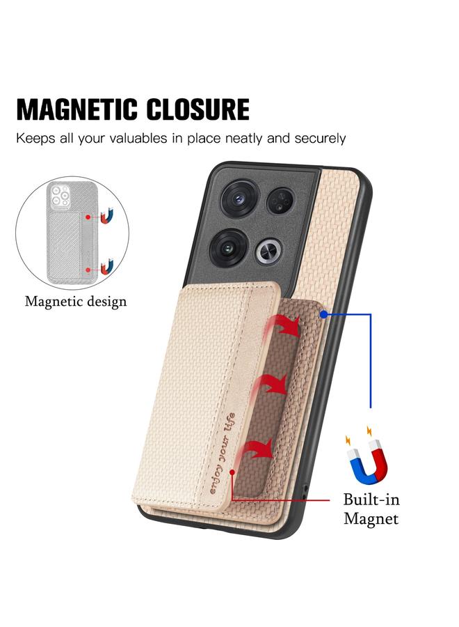 اس-توب جراب هاتف OPPO Reno 8 Pro مصنوع من ألياف الكربون وحقيبة بطاقات مغناطيسية - Image 3