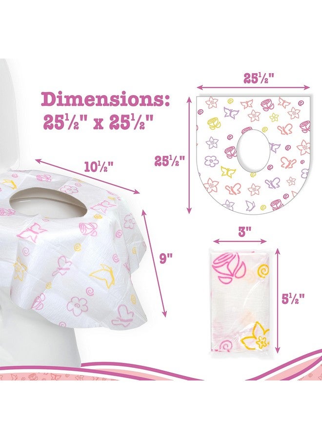 Potty Shields أغطية مقاعد المرحاض القابلة للتصرف (40 عبوة، مزهر) - غطاء مرحاض XL مقاوم للماء للأطفال، والكبار - محمول ومغلف بشكل فردي للسفر، تدريب الأطفال على استخدام المرحاض والحمامات العامة - Image 5
