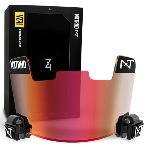 NXT NXTRND Nxtrnd VZR1 Football Visor, Flat Lens Technology, Fits Adult & Youth Football Helmets (Clear Red) - Image 1