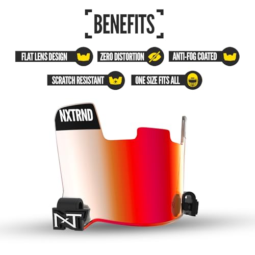 NXT NXTRND Nxtrnd VZR1 Football Visor, Flat Lens Technology, Fits Adult & Youth Football Helmets (Clear Red) - Image 3