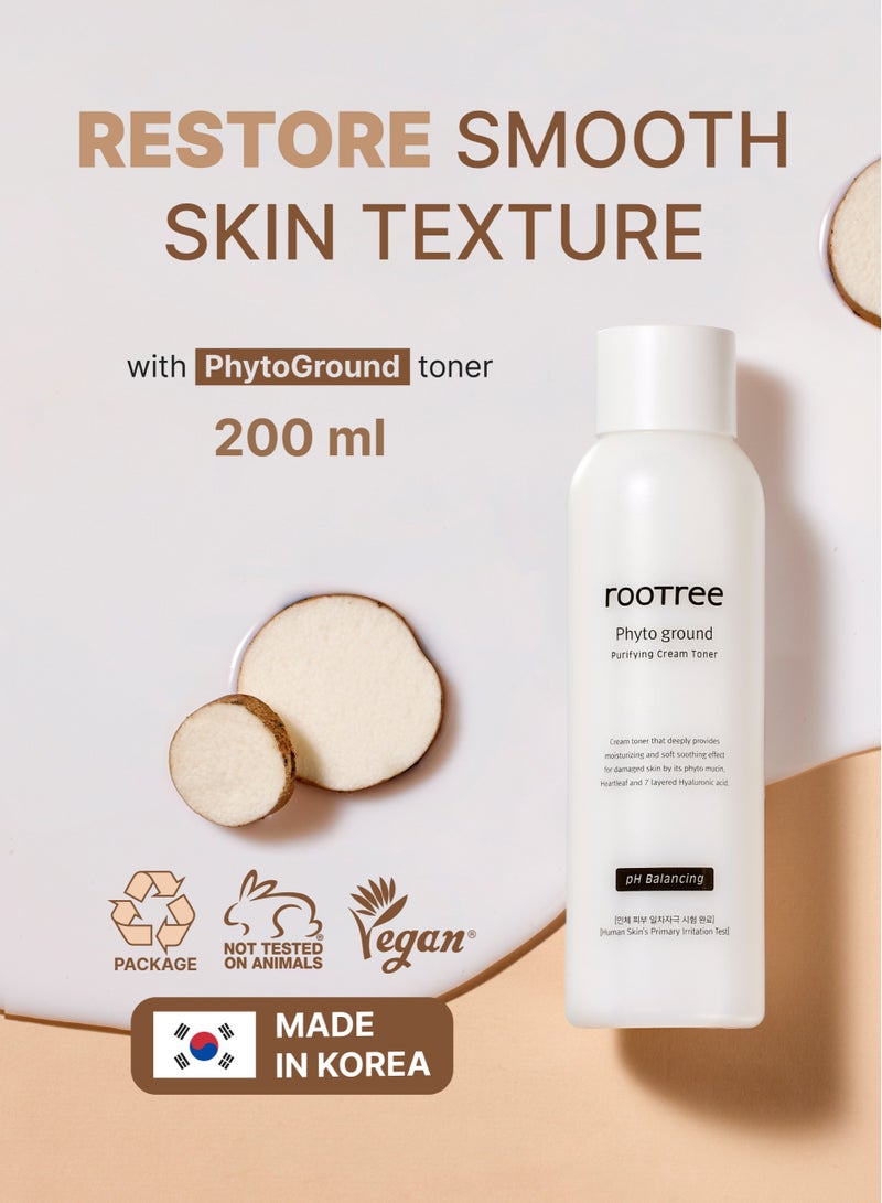 rootree Phyto ground Purifying Cream Toner - Korean Skin Care, Deep Moistruising and Nourishing,  Face Care, Vegan & Cruelty Free - Image 2