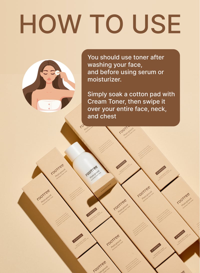 rootree Phyto ground Purifying Cream Toner - Korean Skin Care, Deep Moistruising and Nourishing,  Face Care, Vegan & Cruelty Free - Image 5