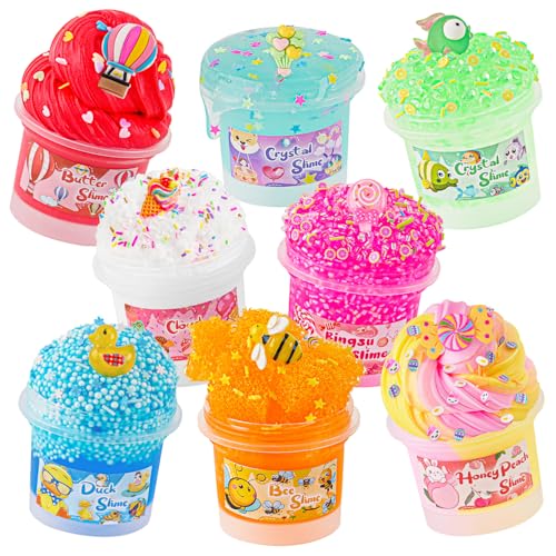 Okaybee Slime Variety Pack Different Textures 8 x 100ml Slimes Kit Include Cloud Clear Butter Slime Slimes Party Favors for Kids Birthday Easter Halloween Boys Girls Gift - Image 1