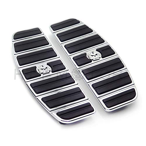 XKH-MOTO XKH- Motorcycle Chrome Skull Zombie Rider Footboard Insert Kit- Traditional D Shape Compatible with TOURING FLHT FLT FLTR FLHR FLHS SOFTAIL FLSTC FLSTN FLSTF FLSTS [B01AVGXAFE] - Image 1