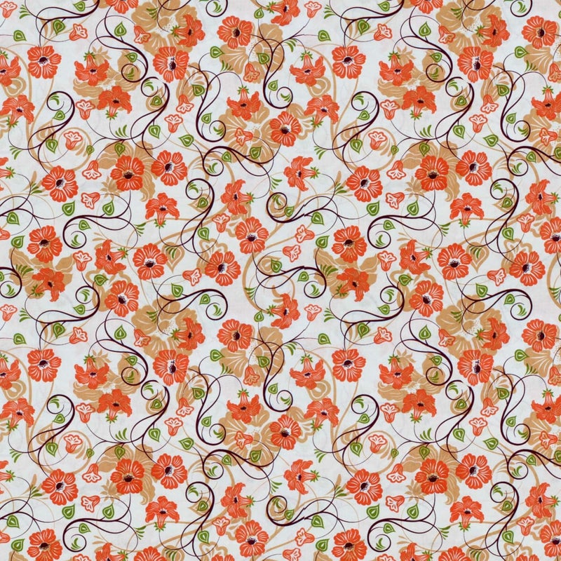 AIRWILL Cotton Floral Door Curtain 4x7ft Orange Pack of 2 - Image 2