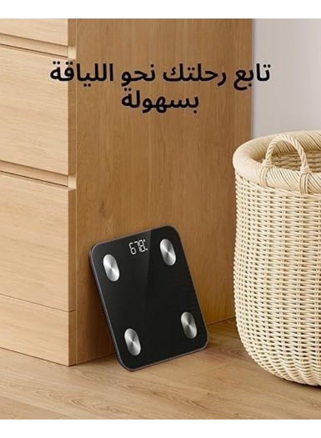 ماركة غير محددة ميزان حمام ذكي رقمي A1 يعمل بالبلوتوث – تحليل دهون الجسم ومؤشر كتلة الجسم – 12 قياس – لون أسود  - Image 2