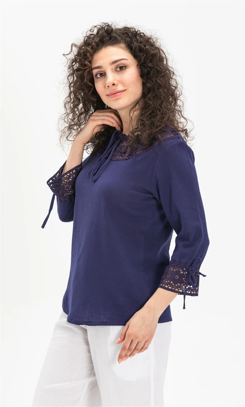 Eliş Şile Bezi Zehra Şile Cloth Blouse Purple Purple