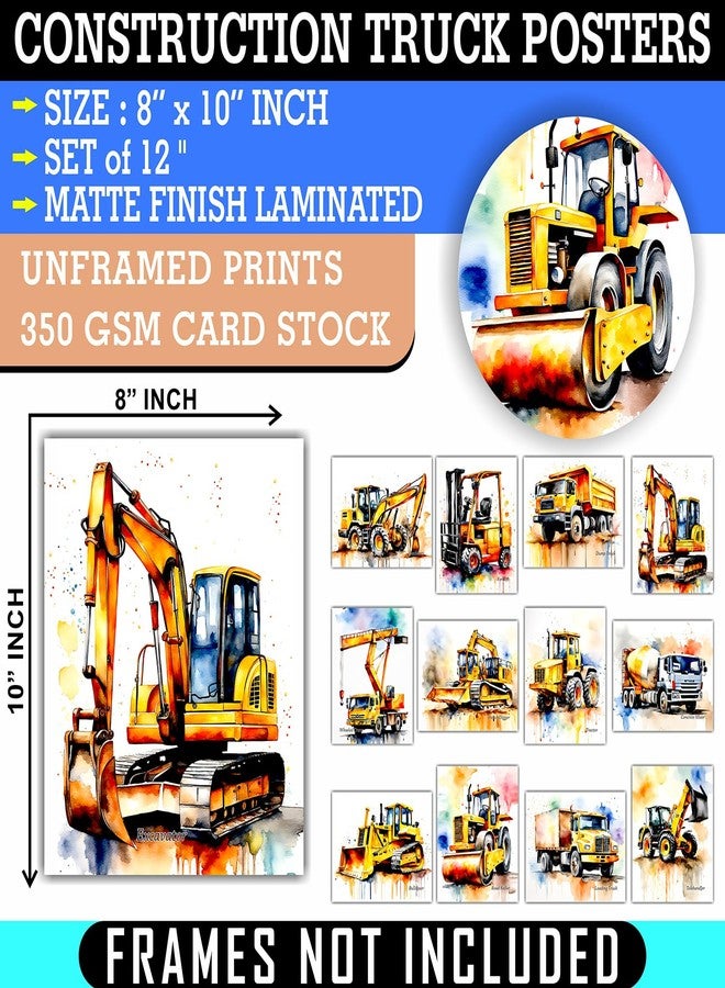 PARTH IMPEX Construction Room Decor for Boys - Dump Truck Tractor Wall Art, Construction Nursery Decor, Tractor Pictures Car Vehicle Prints Transportation Posters for Teen Guys Men Cave - 8x10 UNFRAMED Photos - Image 2