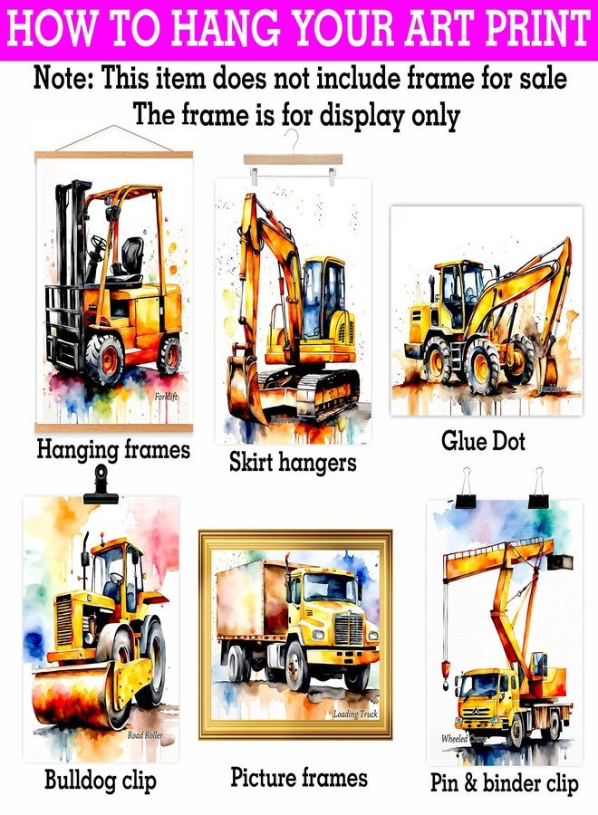 PARTH IMPEX Construction Room Decor for Boys - Dump Truck Tractor Wall Art, Construction Nursery Decor, Tractor Pictures Car Vehicle Prints Transportation Posters for Teen Guys Men Cave - 8x10 UNFRAMED Photos - Image 5