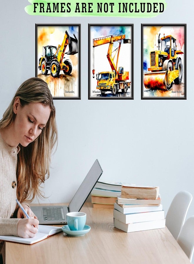 PARTH IMPEX Construction Room Decor for Boys - Dump Truck Tractor Wall Art, Construction Nursery Decor, Tractor Pictures Car Vehicle Prints Transportation Posters for Teen Guys Men Cave - 8x10 UNFRAMED Photos - Image 4