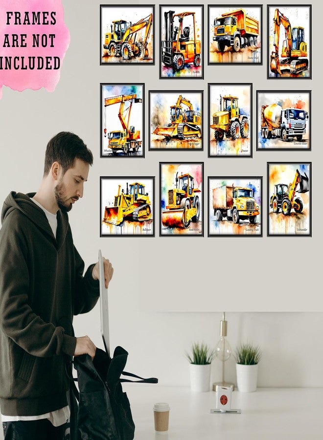 PARTH IMPEX Construction Room Decor for Boys - Dump Truck Tractor Wall Art, Construction Nursery Decor, Tractor Pictures Car Vehicle Prints Transportation Posters for Teen Guys Men Cave - 8x10 UNFRAMED Photos - Image 3