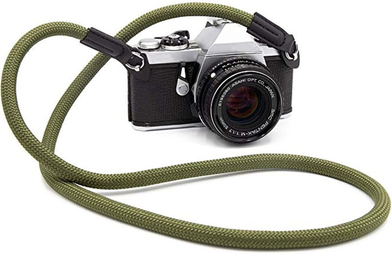 Eorefo Camera Strap Vintage 100cm Nylon Climbing Rope Camera Neck Shoulder Strap for Micro Single and DSLR Camera.(Army Green) - Image 2
