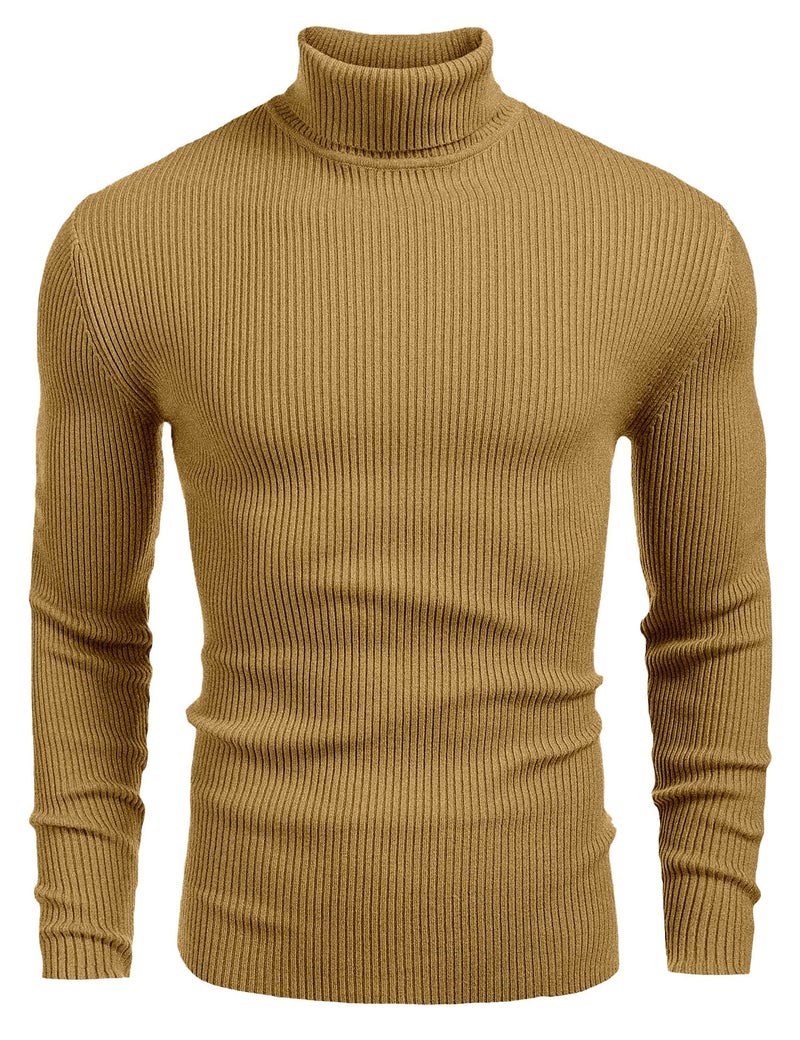 NORTHWIND Men's High and Turtle Neck Cotton T-Shirt (Dark Khaki, X-Large), Sweater - Image 1