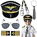 Keymall Kids Pilot Costume Accessories Set With Aviator Hat Sunglasses Tie Pin for Aviation Halloween Dress Up - Image 3