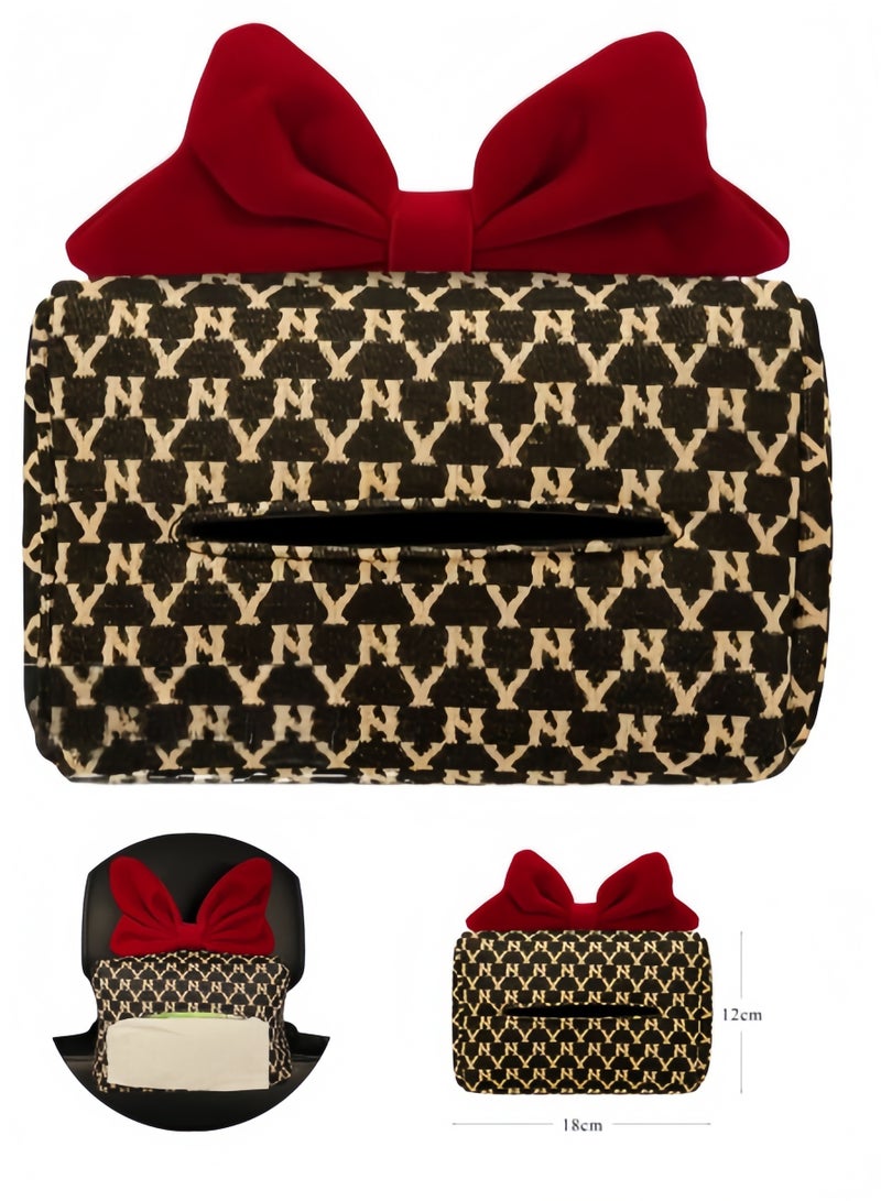 Car tissue box bow car armrest box, car seat hanging paper box, fashionable and practical high-end car tissue storage box - Image 1