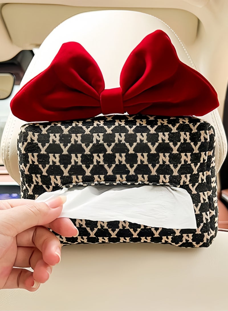 Car tissue box bow car armrest box, car seat hanging paper box, fashionable and practical high-end car tissue storage box - Image 2