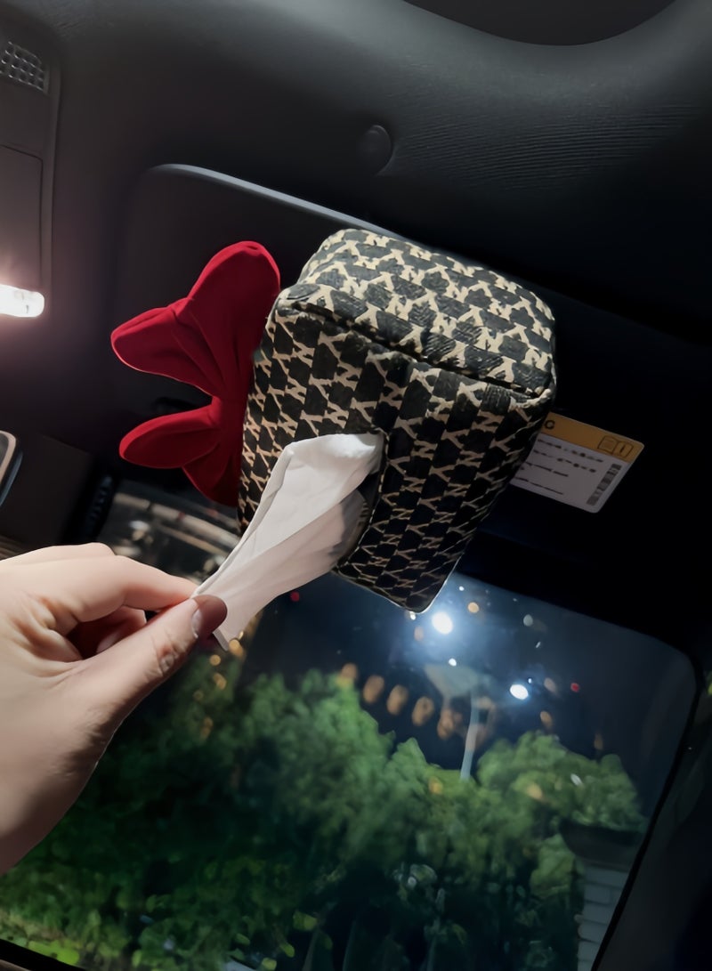 Car tissue box bow car armrest box, car seat hanging paper box, fashionable and practical high-end car tissue storage box - Image 3