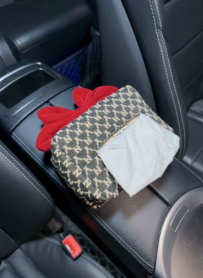 Car tissue box bow car armrest box, car seat hanging paper box, fashionable and practical high-end car tissue storage box - Image 4