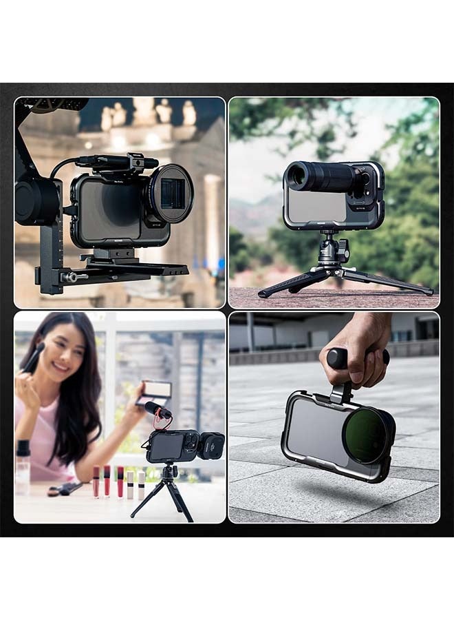 Neewer NEEWER 16 Pro Cage, Quick Release Video Rig Phone Stabilizer Compatible with iPhone 16 Pro with 67mm Filter Adapter, 17mm Lens Backplate, T Mount Lens Adapter Compatible with Moment, PA073 - Image 2