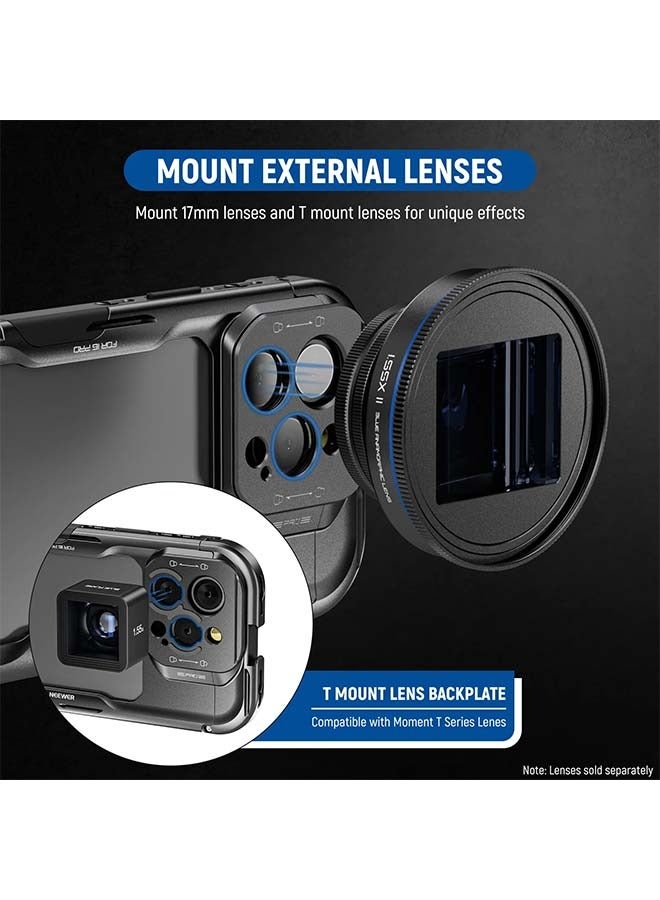 Neewer NEEWER 16 Pro Cage, Quick Release Video Rig Phone Stabilizer Compatible with iPhone 16 Pro with 67mm Filter Adapter, 17mm Lens Backplate, T Mount Lens Adapter Compatible with Moment, PA073 - Image 3