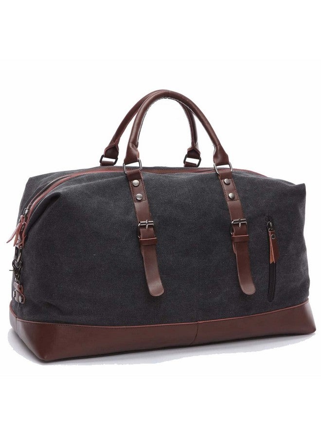 Fur Jaden 40L Canvas Weekender Travel Duffle Cabin Bag with Detachable Shoulder Strap (Black) - Image 1