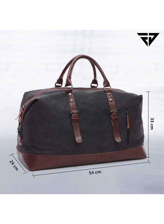 Fur Jaden 40L Canvas Weekender Travel Duffle Cabin Bag with Detachable Shoulder Strap (Black) - Image 4