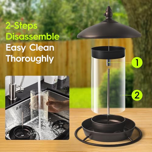 Youvip Metal Roof Bird Feeder - Chew Proof for Outdoor Hanging Wild Bird Seeds. Bronze - Image 5
