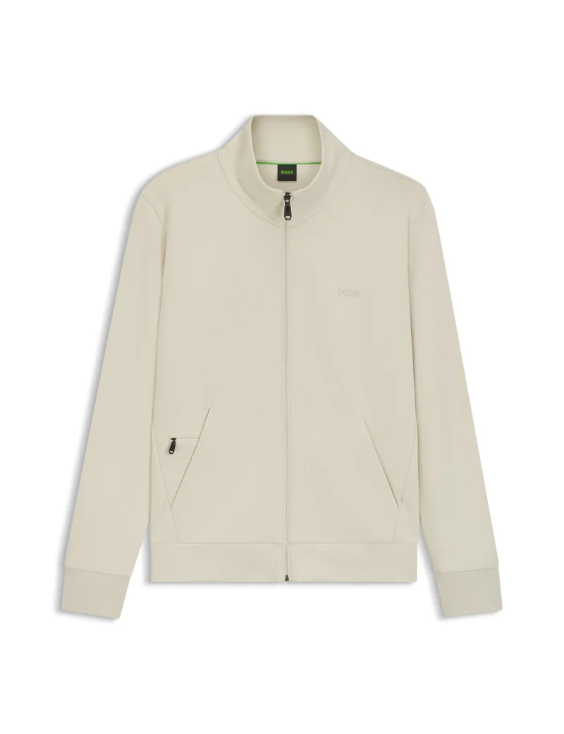 BOSS Stretch-cotton zip-up sweatshirt with logo print