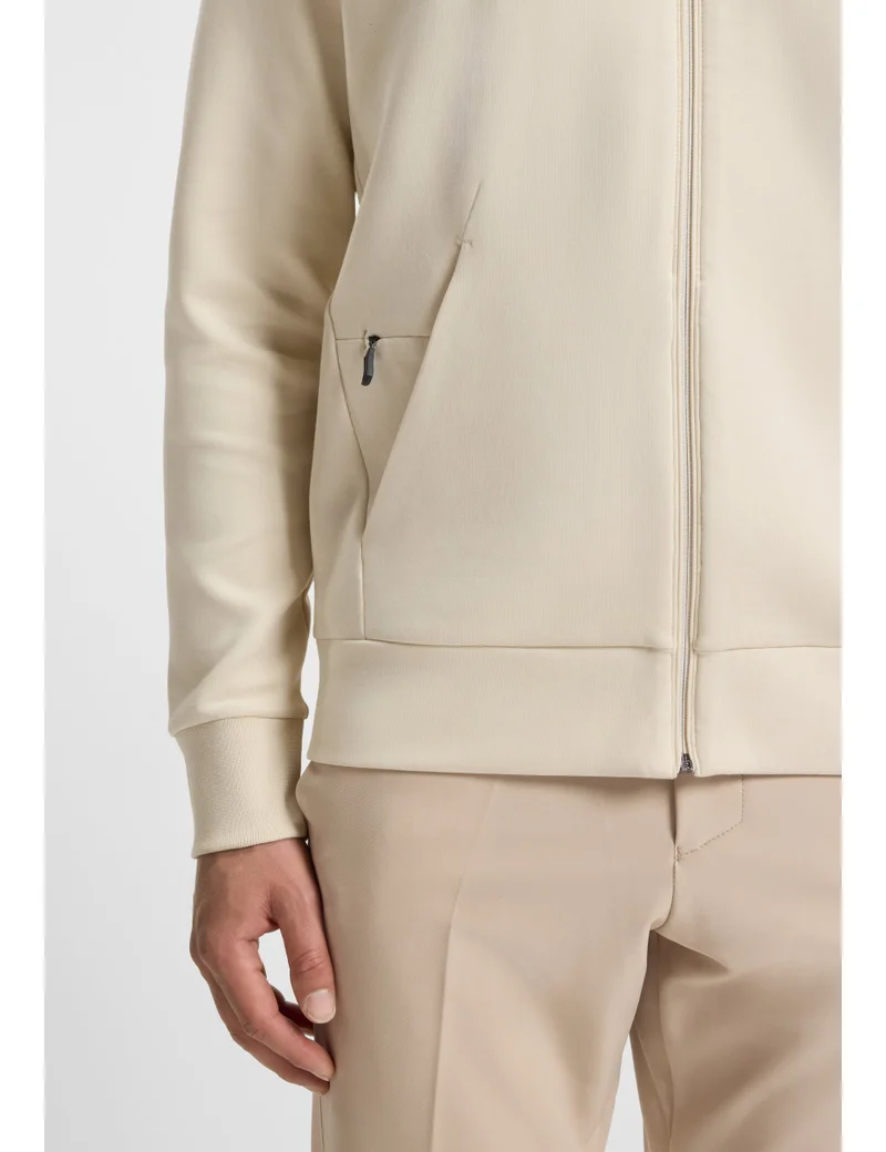 BOSS Stretch-cotton zip-up sweatshirt with logo print