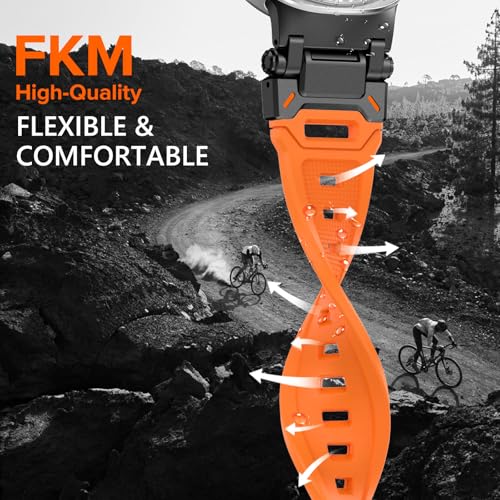 WINGLE Compatible for Galaxy Watch 8/8 Classic Band Samsung Galaxy Watch 8 44mm 40mm 46mm Men Sport Bands Military Rugged Durable Armor Silicone Rubber Strap Stainless Steel Metal Connector, Orange - Image 4