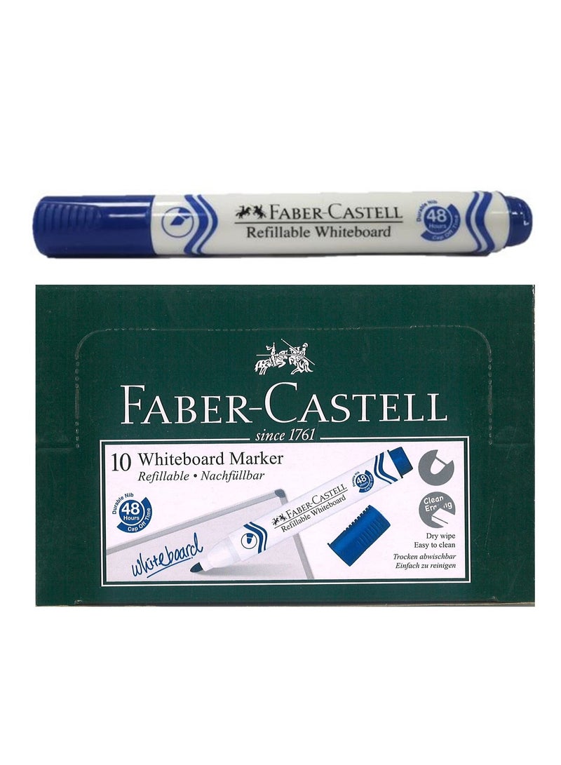 FABER-CASTELL 10-Piece White Board Marker Bullet Tip Blue Ink - Image 1