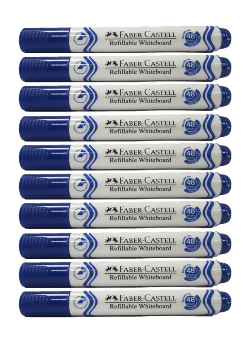FABER-CASTELL 10-Piece White Board Marker Bullet Tip Blue Ink - Image 2