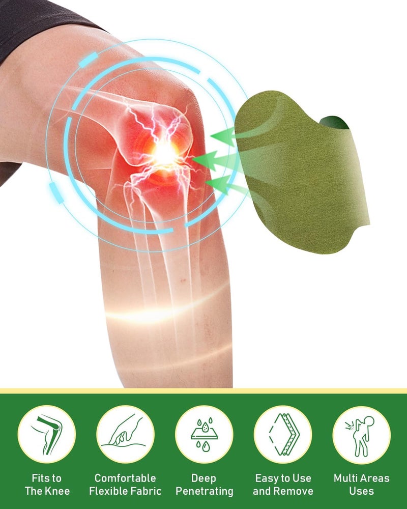MQUPIN 36 قطعة لاصقات الركبة من الشيح ومستخلص الزنجبيل لاصقات حرارية تدوم 8 ساعات لركبة الظهر الرقبة الكتف - Image 5