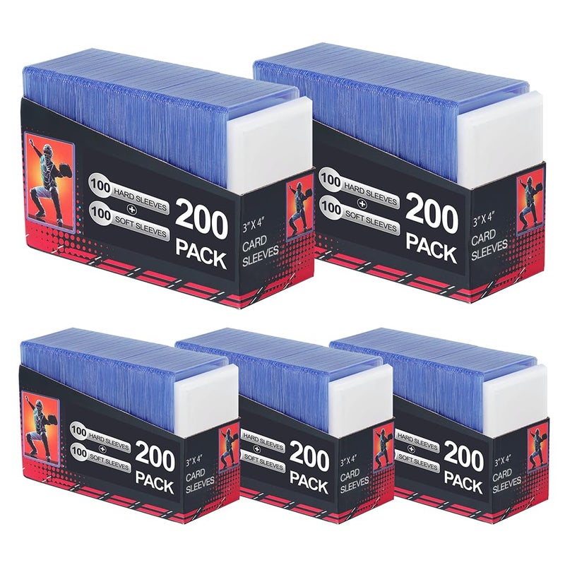 Btlwpy 1000 Card Sleeves Clear Loads for Cards,3"X4" Baseball Card Protectors Sleeves for Cards,Hard Plastic Card Holder for Trading Sports Football Game Cards (500 Hard Sleeves+500 Penny Sleeves) - Image 1
