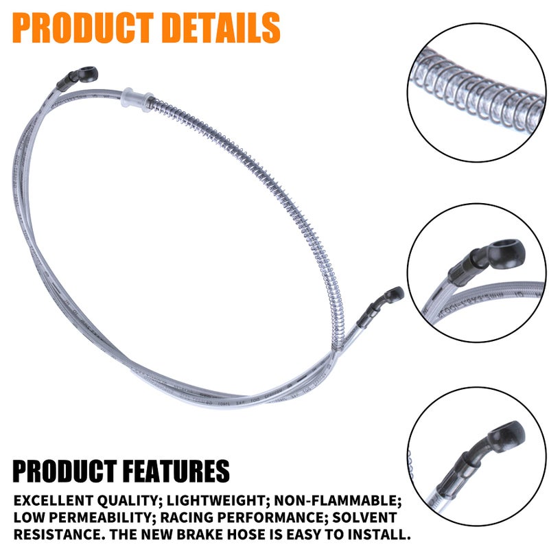 Mwmnun 70"" Braided Hydraulic Brake Hose Line Pipeline Compatible With Chinese Gy6 Scooter Atv Dirt Bike Go Kart 10Mm Banjo Ends 178Cm - Image 3